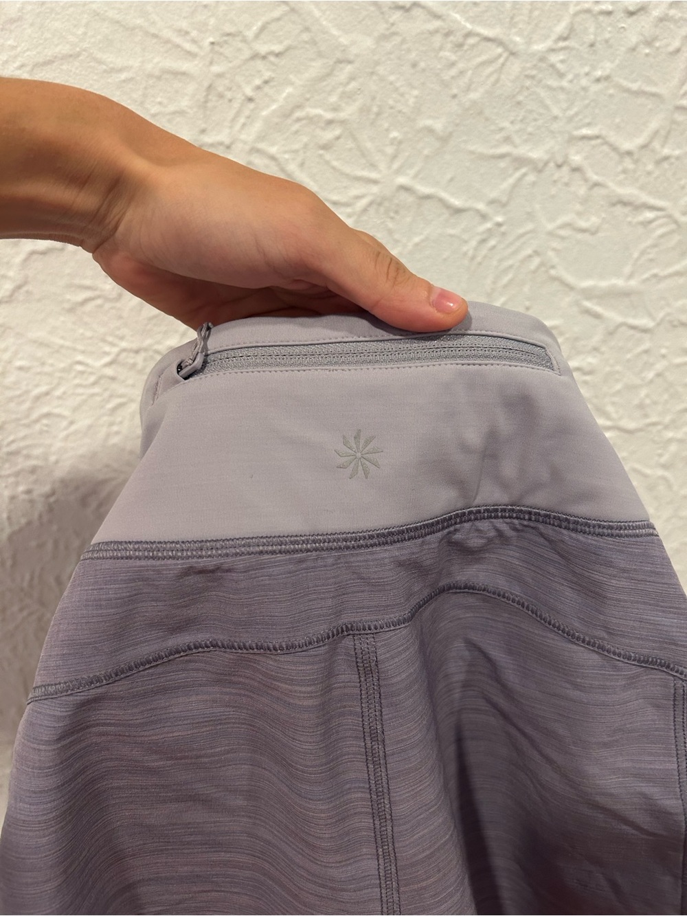 Athleta Light Gray-Waist Heathered Lavender Athletic Shorts - Picture 5 of 5